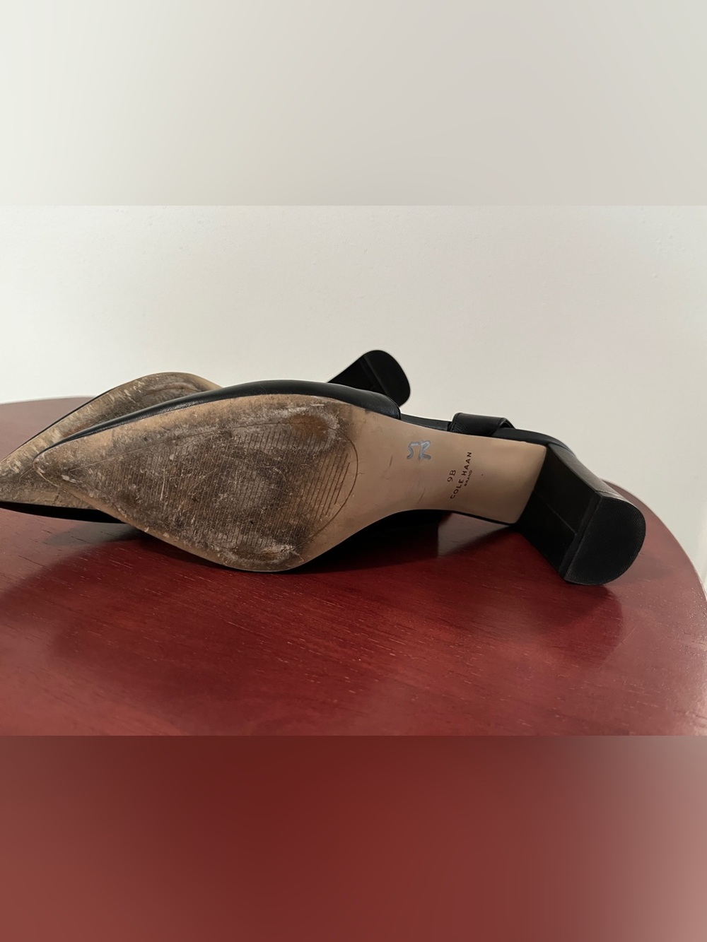 Cole Haan Womens Vania Pump Size 9 Black Leather D'Orsay Slingback Block Heel - Picture 10 of 12